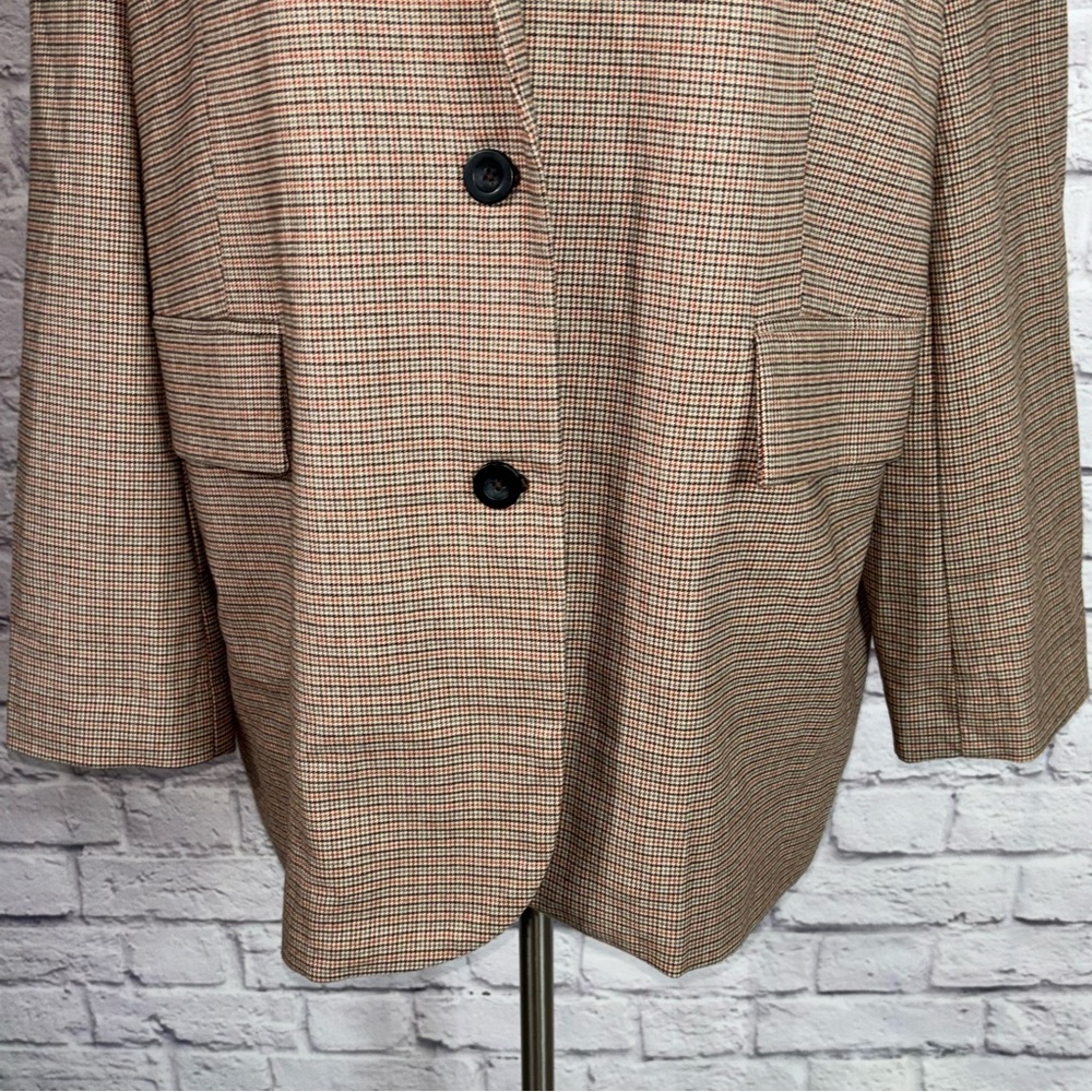 Free People oversized checked blazer in taupe plaid - Picture 9 of 16